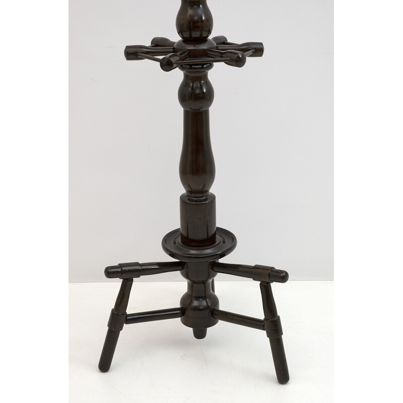 Vintage walnut coat rack and umbrella stand, Italy 1950