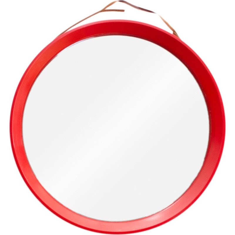 Round wall mirror produced in Denmark - 1970s