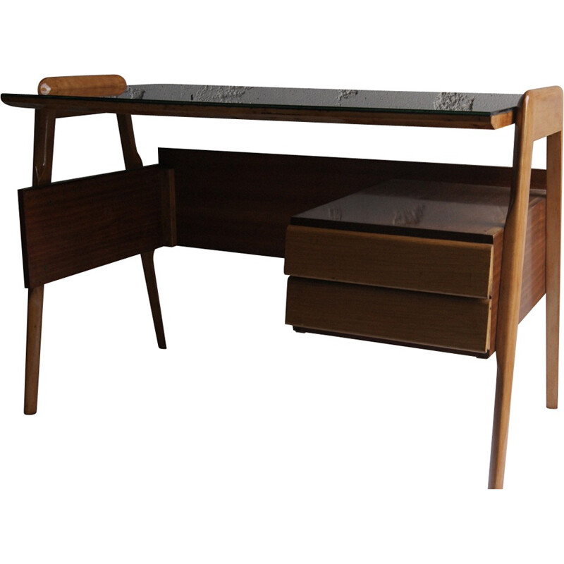 Bureau en bois et en verre par Vittorio Dassi - 1950