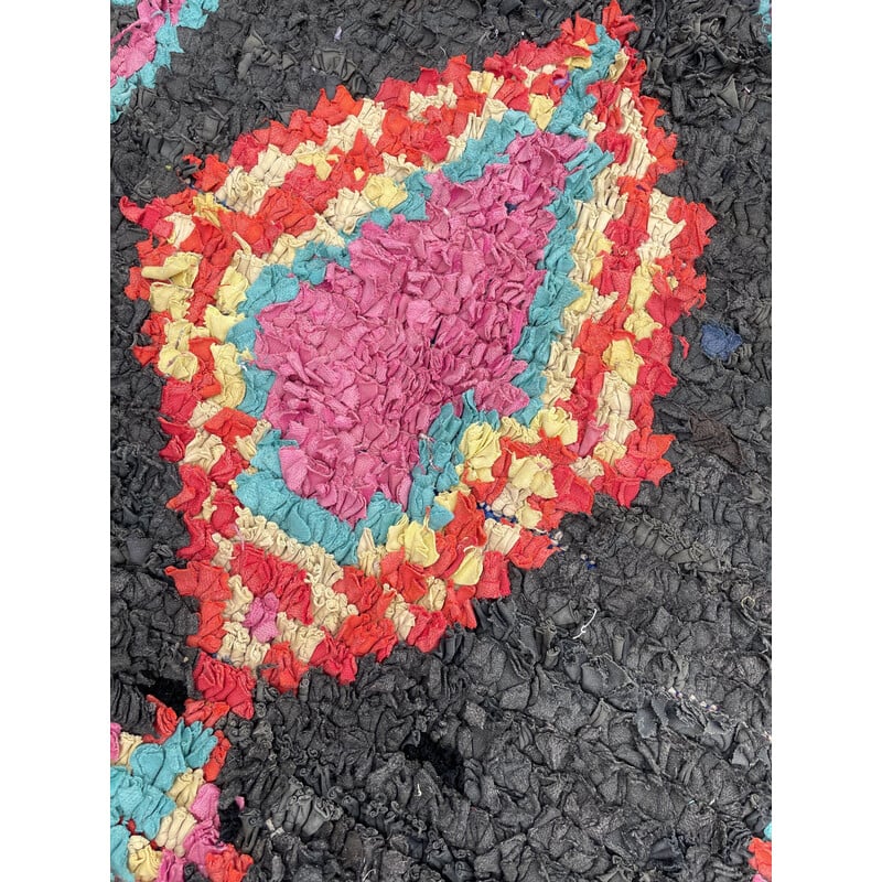 Tapis berbère vintage en coton et laine multicolore