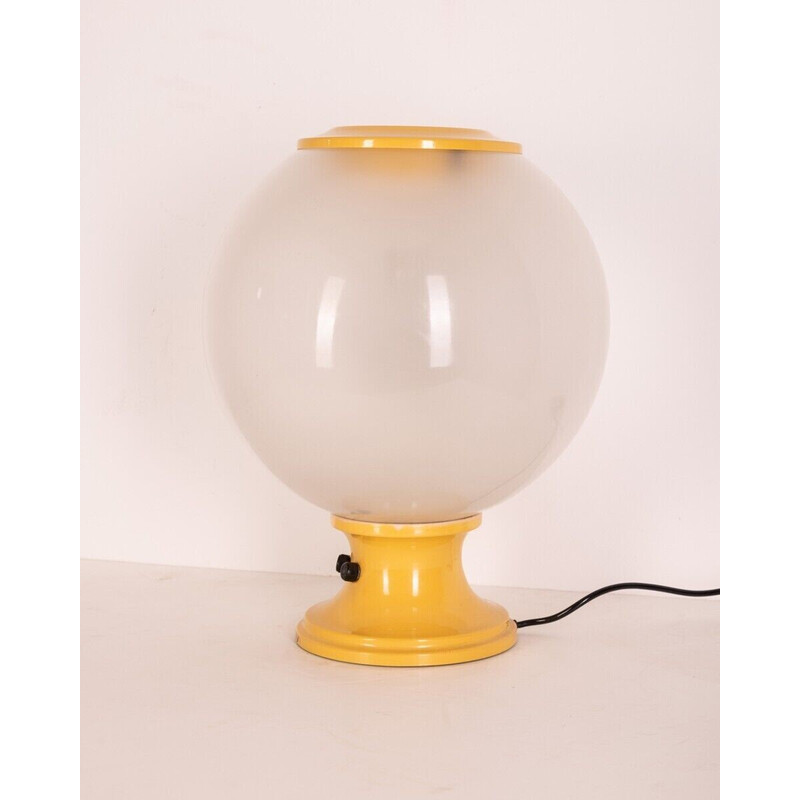 Vintage yellow metal and glass table lamp by Martinelli Luce, 1960