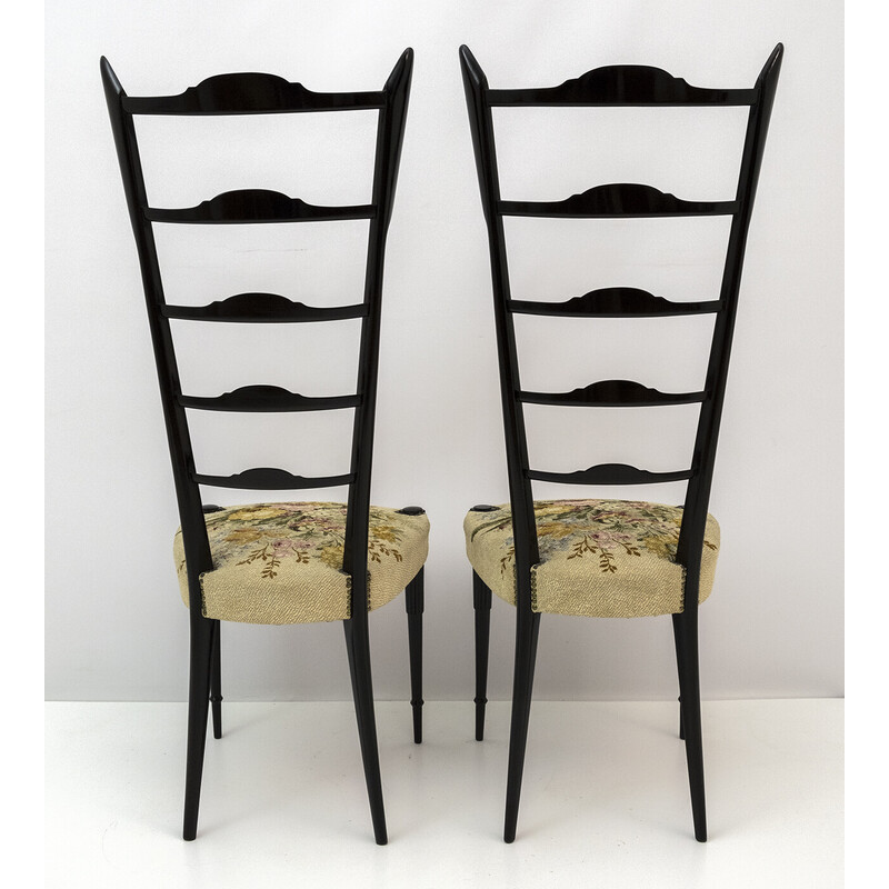 Pair of vintage stained beechwood chairs by Gio Ponti for Chiavari, Italy 1950