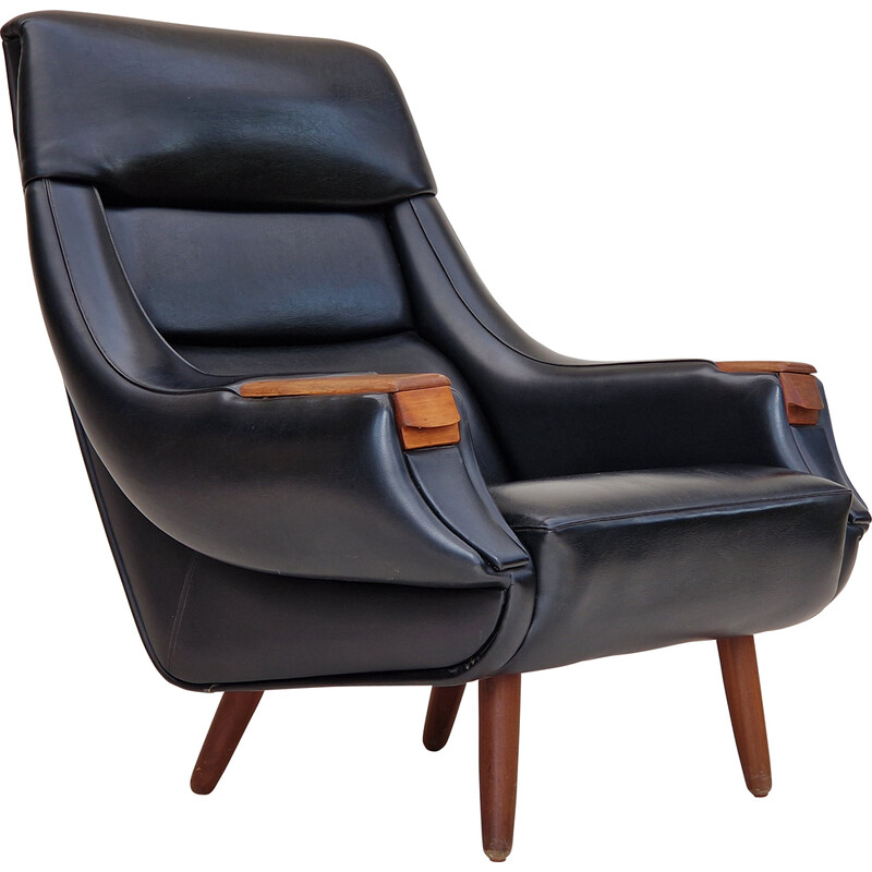 Vintage leather armchair by Henry Walter Klein for Bramin Møbler, Denmark 1970