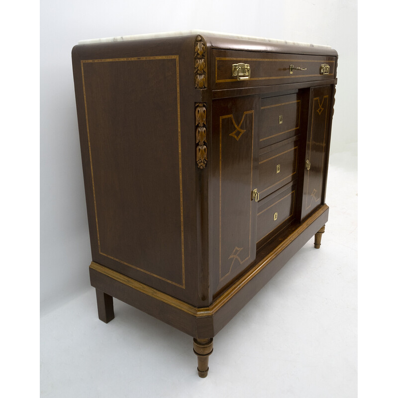Pair of vintage night stands and chest in Thuja briar, Italy 1920