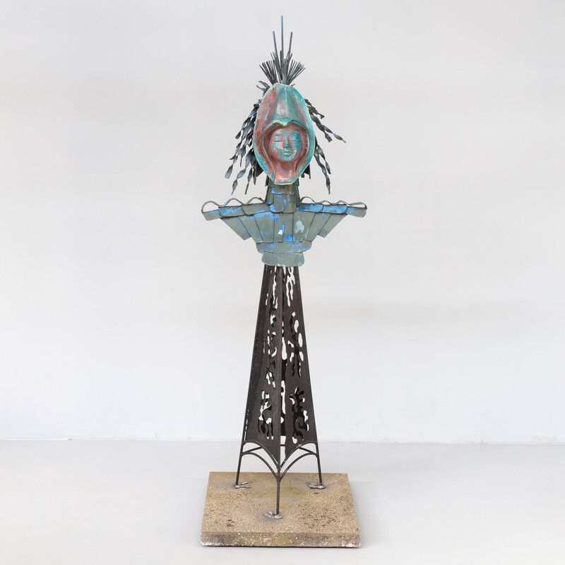 Sculpture vintage "Queen" en céramique polychrome par Adje Martens, Pays-Bas