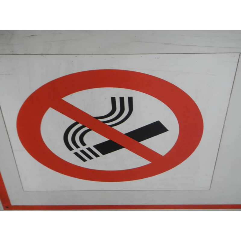 Inscription vintage en aluminium "no smoking", 1970