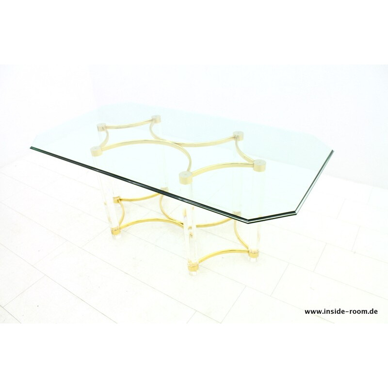 Table à repas vintage en plexiglas et verre - 1970