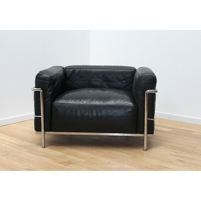 Paire de fauteuils Lc3 vintage en aluminium chromé par Le Corbusier pour Cassina