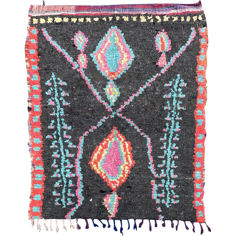 Vintage Berber rug in cotton and multicolored wool