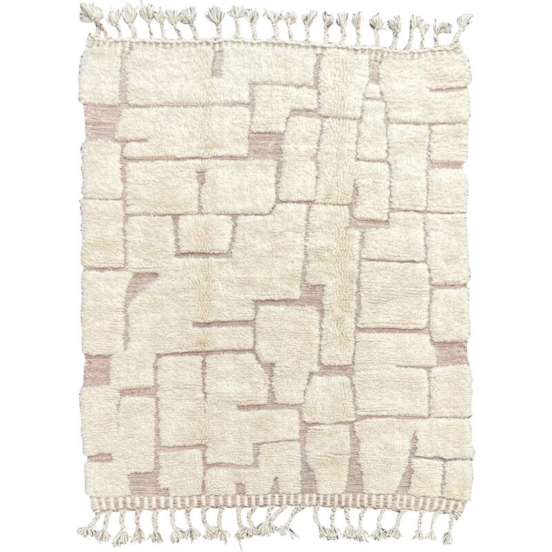 Tapis berbère vintage en laine blanche