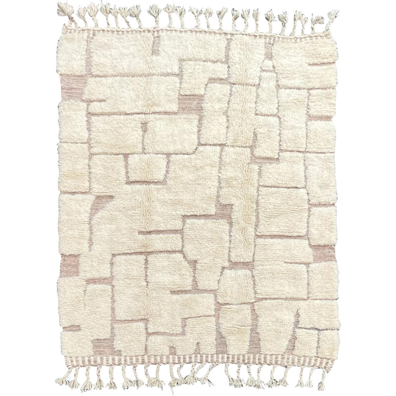 Vintage Berber rug in white wool