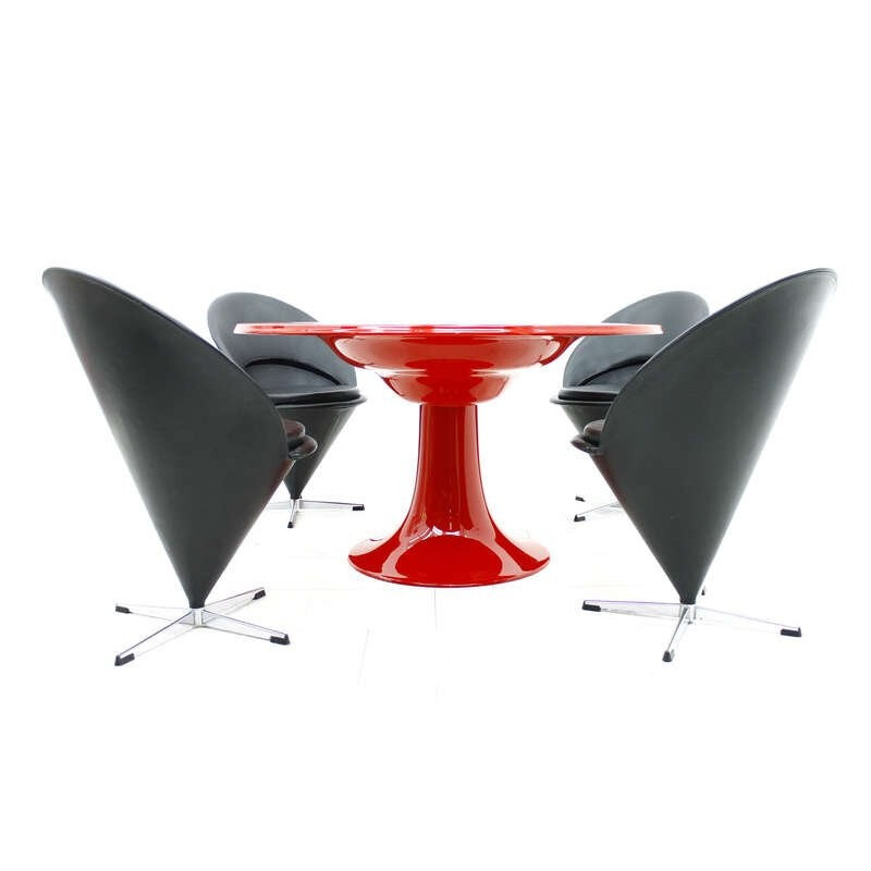 Red column dining table by Otto Zapf - 1960