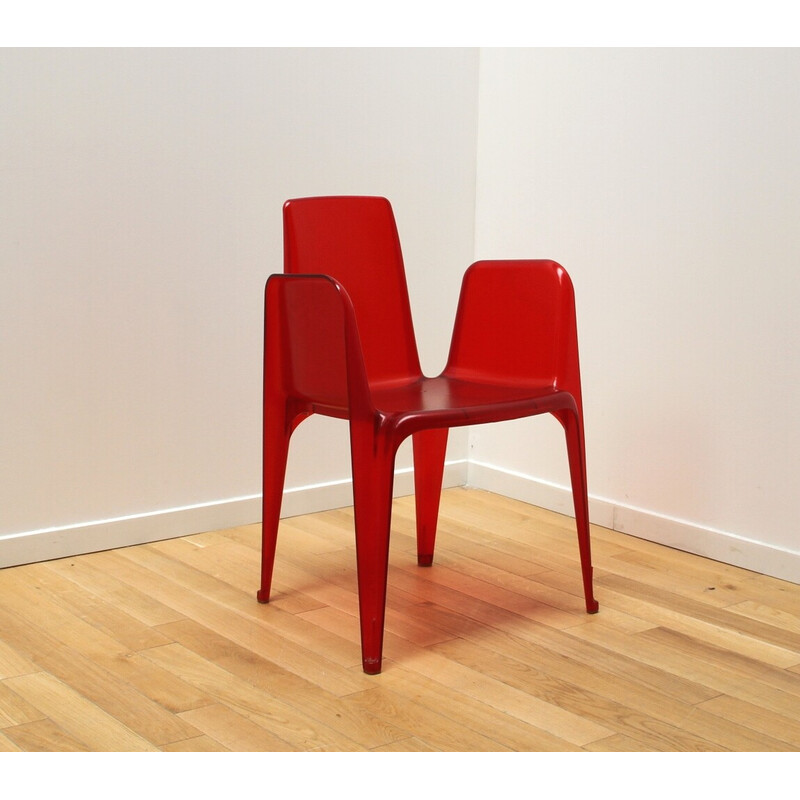 Pair of vintage plastic chairs by Bella Rifatta for Sawaya and Moroni
