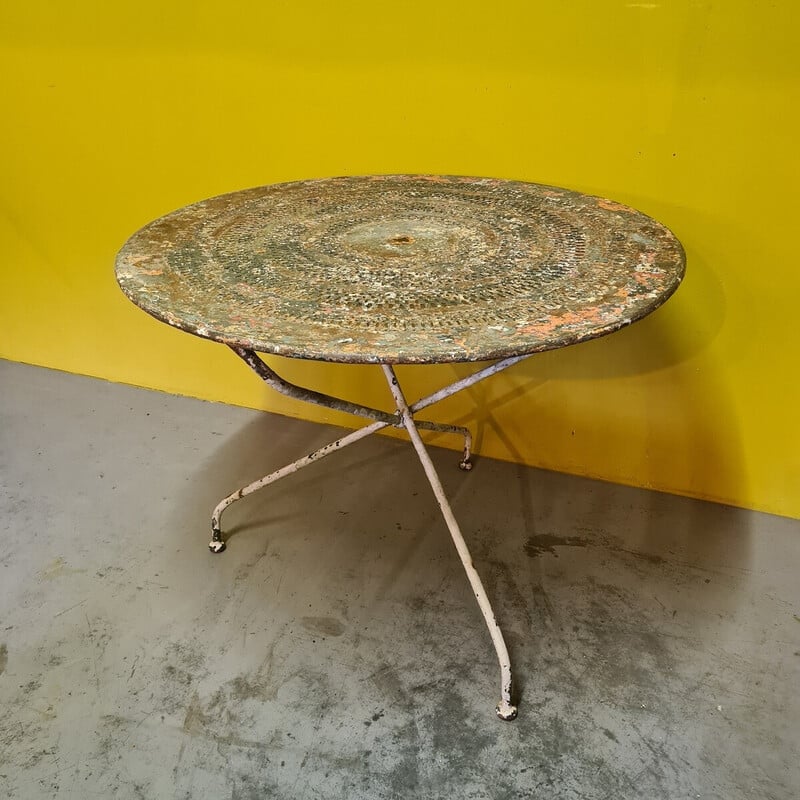 Tavolo da bistrot pieghevole in metallo vintage, 1900
