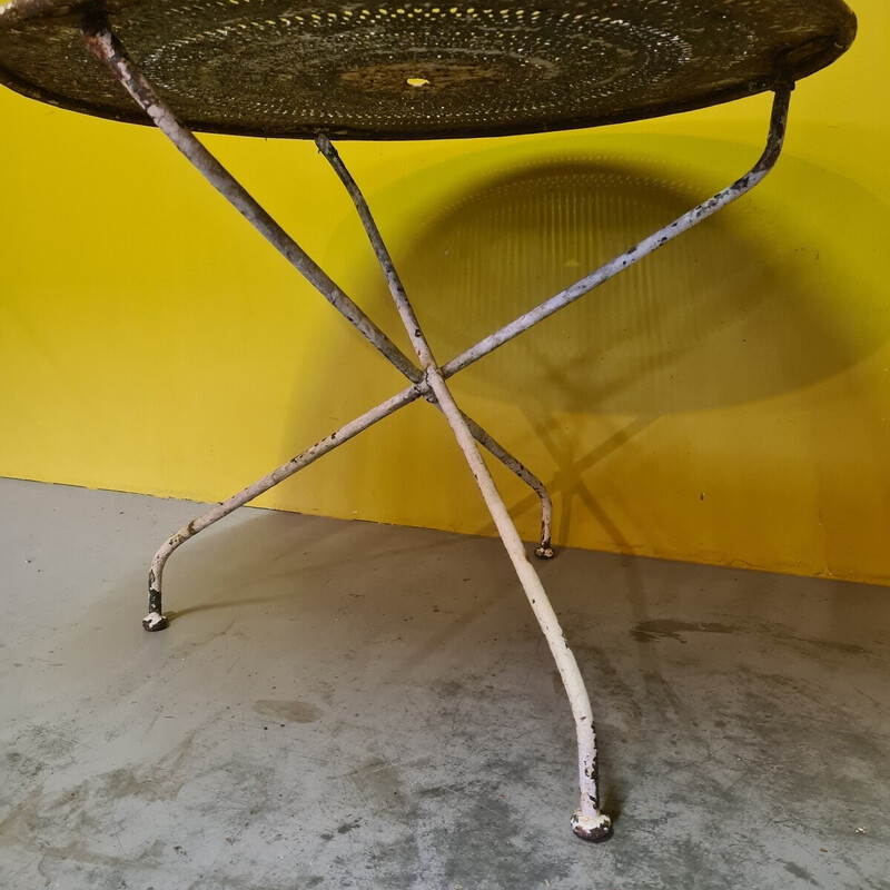 Tavolo da bistrot pieghevole in metallo vintage, 1900