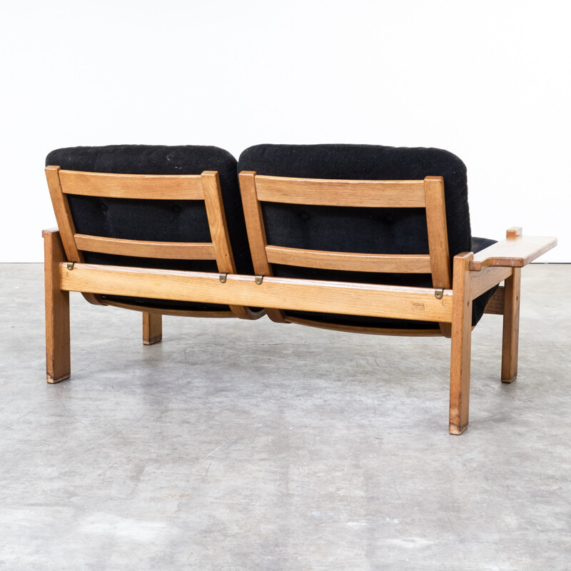 Ensemble de 3 fauteuils et un canapé noirs en chêne de Yngve Ekström pour Swedese - 1960