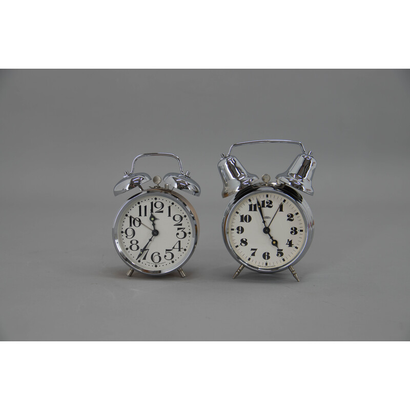 Pair of vintage alarm clocks by Prim, Czechoslovakia 1980