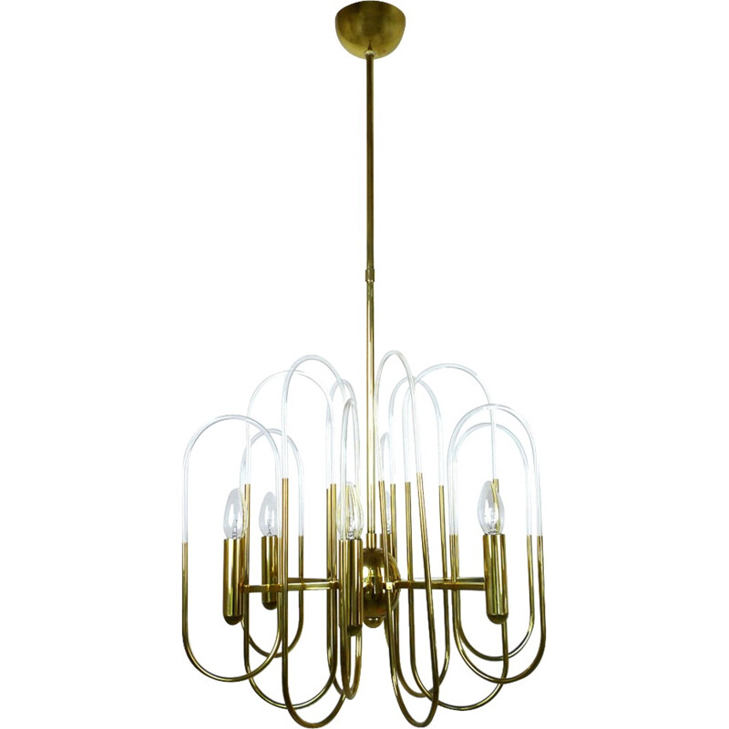 Brass chandelier by Gaetano Sciolari for Sciolari Lighting - 1960s