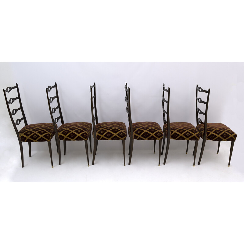 Conjunto de 6 cadeiras vintage em nogueira de Guglielmo Ulrich, Itália 1950