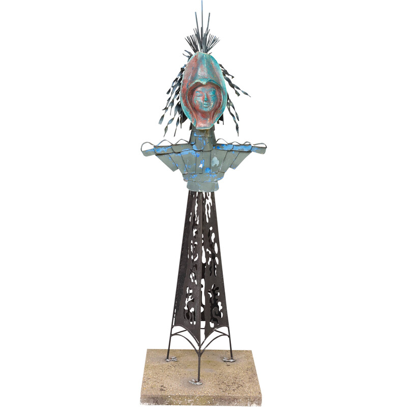 Sculpture vintage "Queen" en céramique polychrome par Adje Martens, Pays-Bas