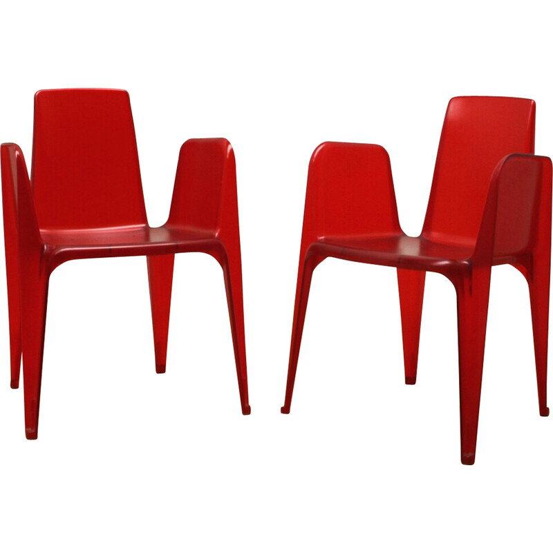 Pair of vintage plastic chairs by Bella Rifatta for Sawaya and Moroni