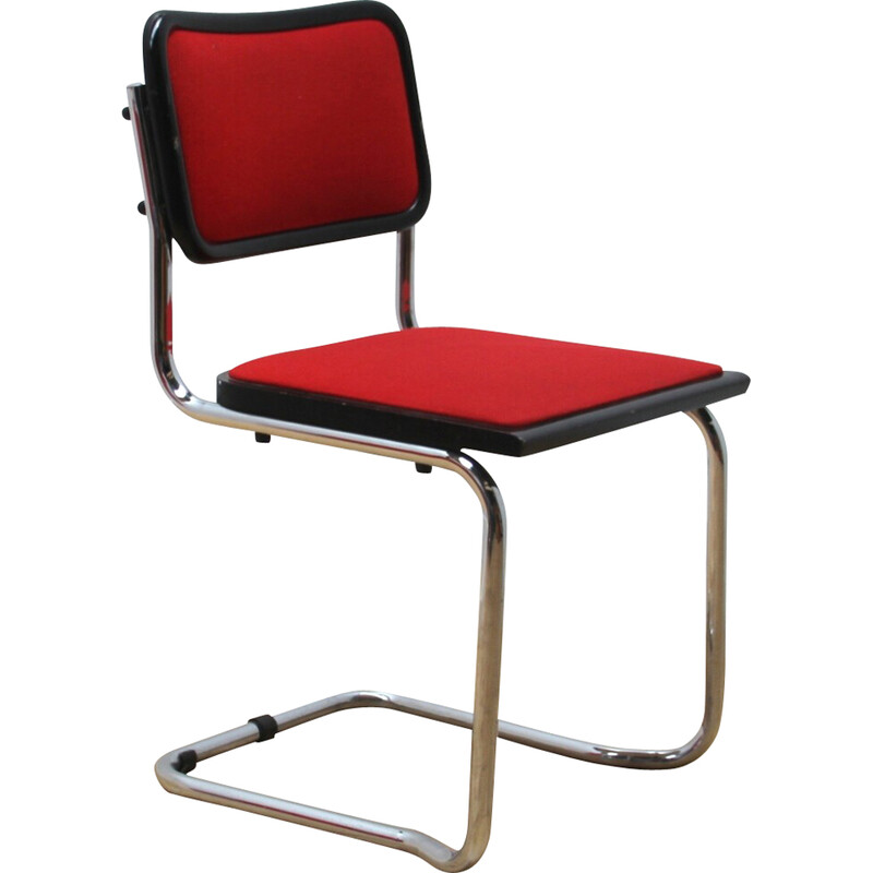 chaise vintage cesca - tissu rouge