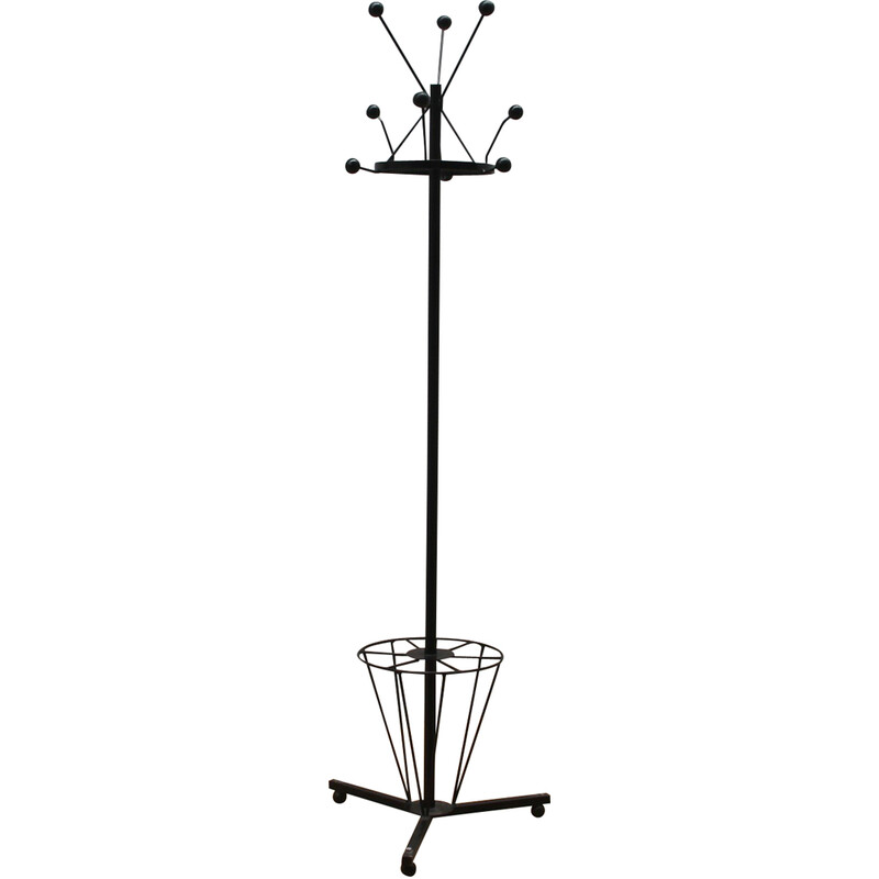 Vintage coat rack in black-tinted steel