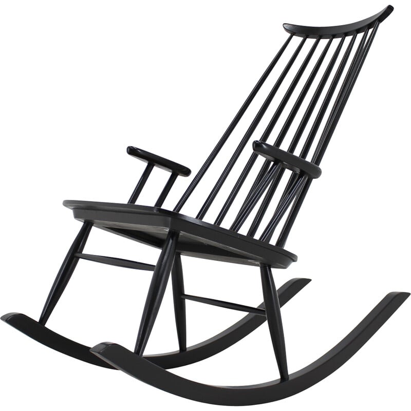 Vintage beech rocking chair by Varjosen Puunjalostus, Finland 1960