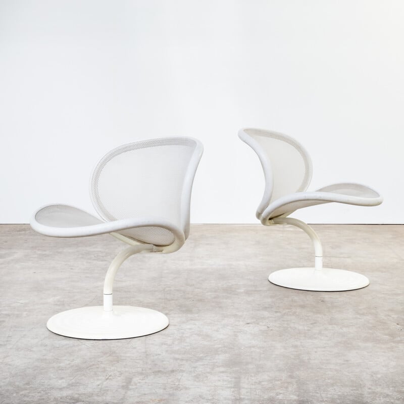 Paire de chaises blanches en aluminium modèle O-line de Herbert Ohl pour Wilkhahn - 1980