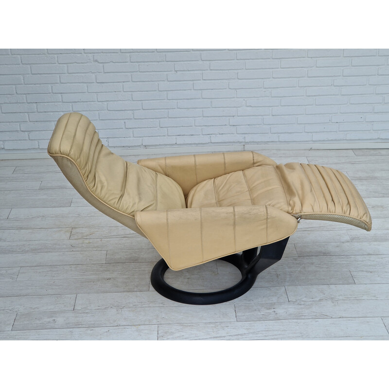 Cadeira reclinável "Action Recliner" em pele vintage de Steen Ostergård para Bramin Møbler, 1980