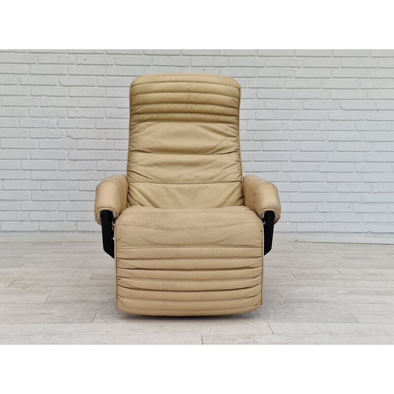 Vintage leather "Action Recliner" recliner by Steen Ostergård for Bramin Møbler, 1980