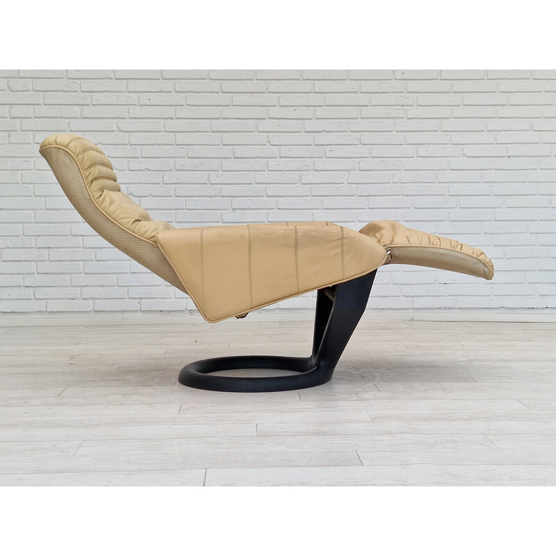 Vintage leather "Action Recliner" recliner by Steen Ostergård for Bramin Møbler, 1980