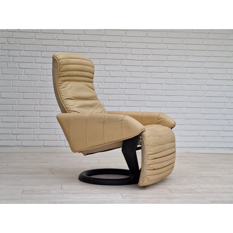 Vintage leather "Action Recliner" recliner by Steen Ostergård for Bramin Møbler, 1980