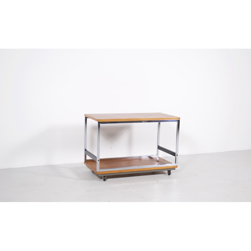 Vintage chrome-plated steel bar serving table by Georges Frydman for Efa, 1960