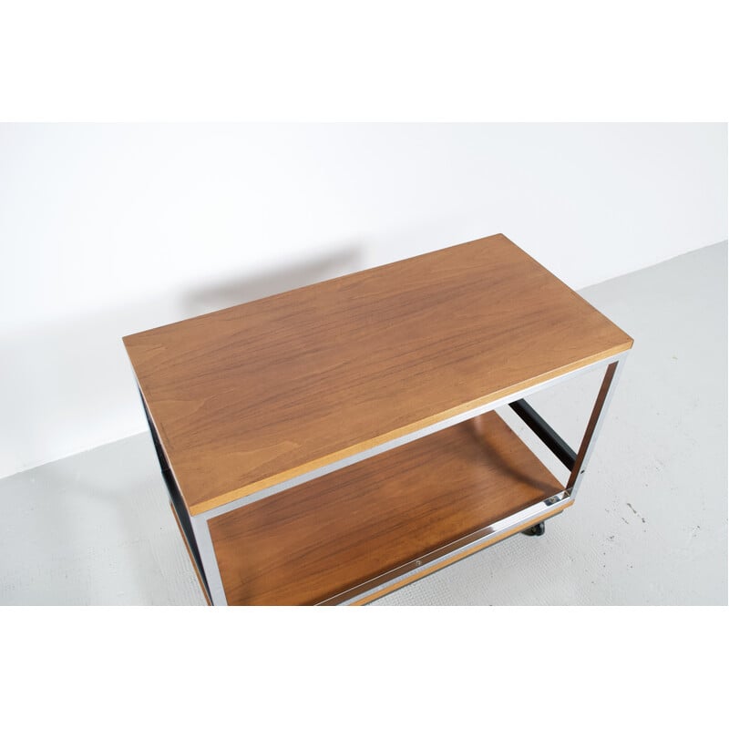 Vintage chrome-plated steel bar serving table by Georges Frydman for Efa, 1960