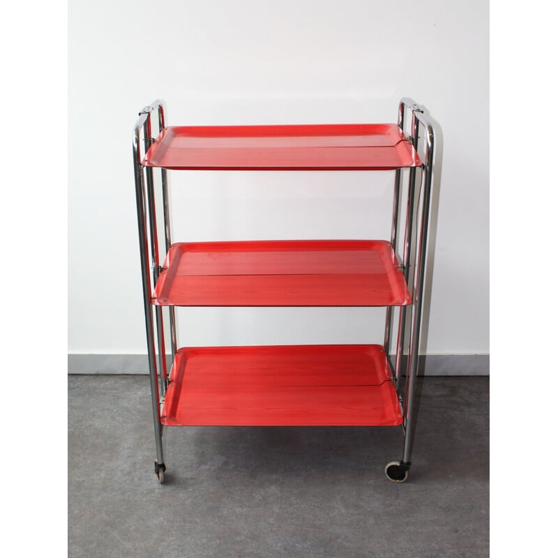 Vintage chrome-plated metal trolley, 1970