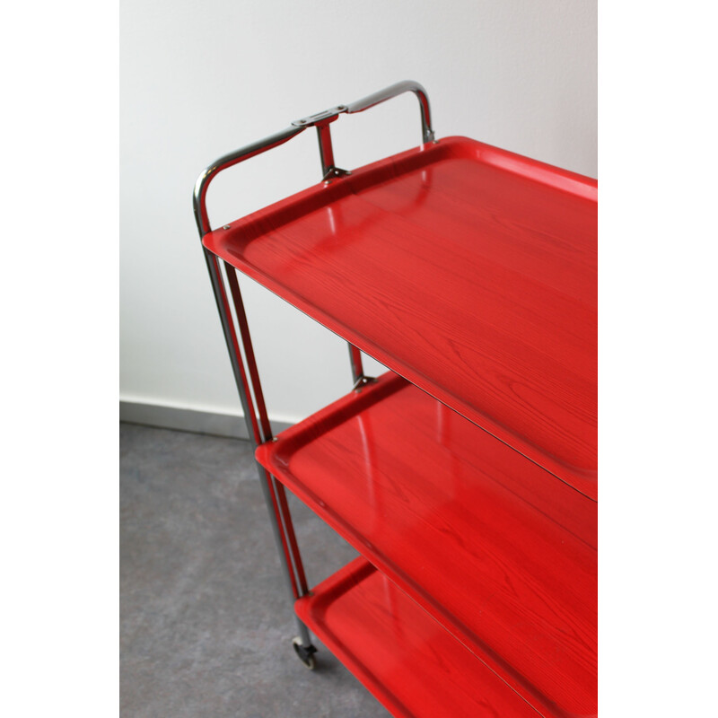 Vintage chrome-plated metal trolley, 1970