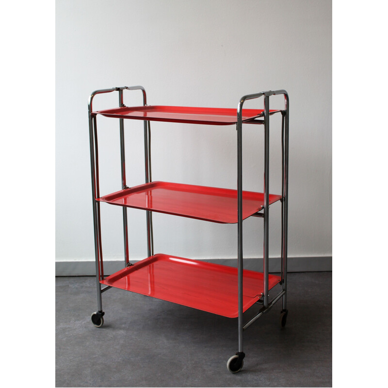 Vintage chrome-plated metal trolley, 1970