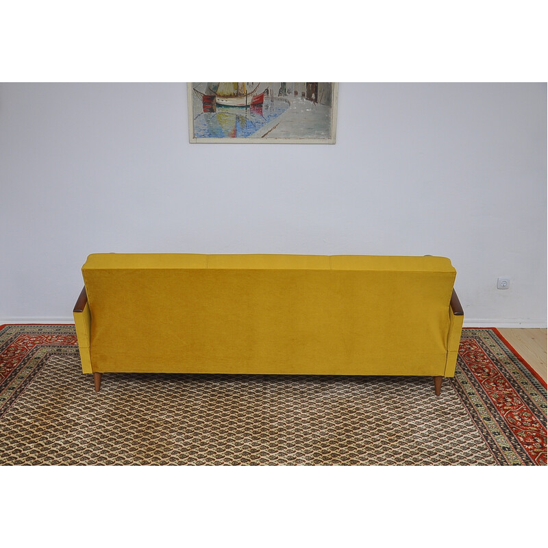 Vintage yellow velvet sofa bed, 1960