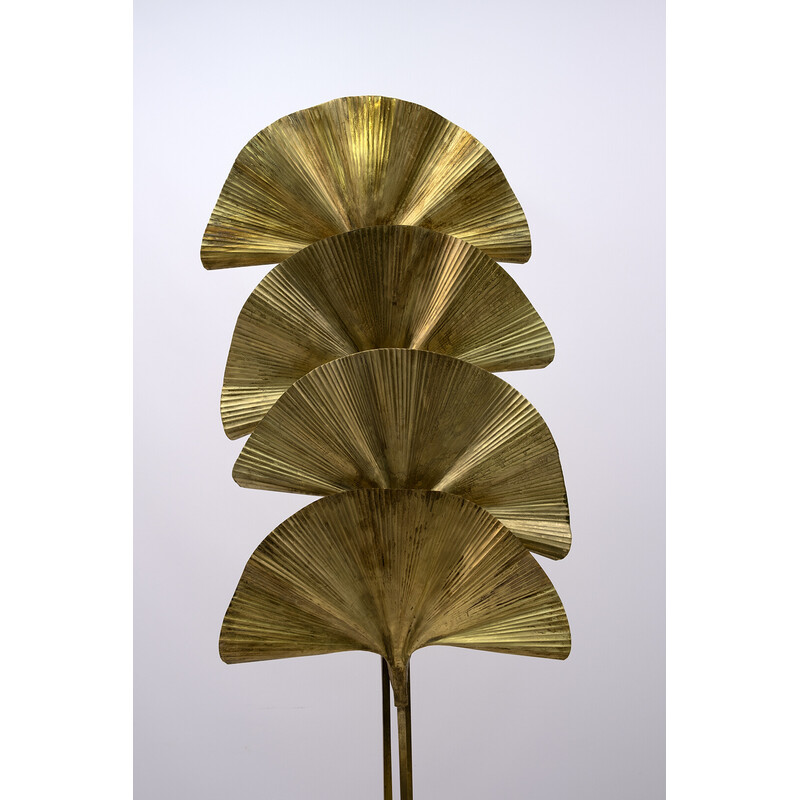 Vintage brass floor lamp "Ginkgo" by Tommaso Barbi, Italy 1970