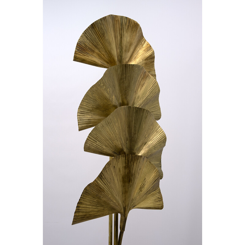 Lampadaire vintage en laiton "Ginkgo" de Tommaso Barbi, Italie 1970