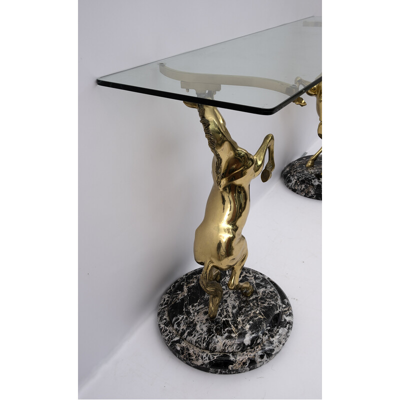 Vintage console table in brass and marble, Italy 1970