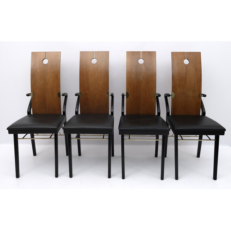 Set of 4 vintage bent cherry chairs by Pierre Cardin, 1980