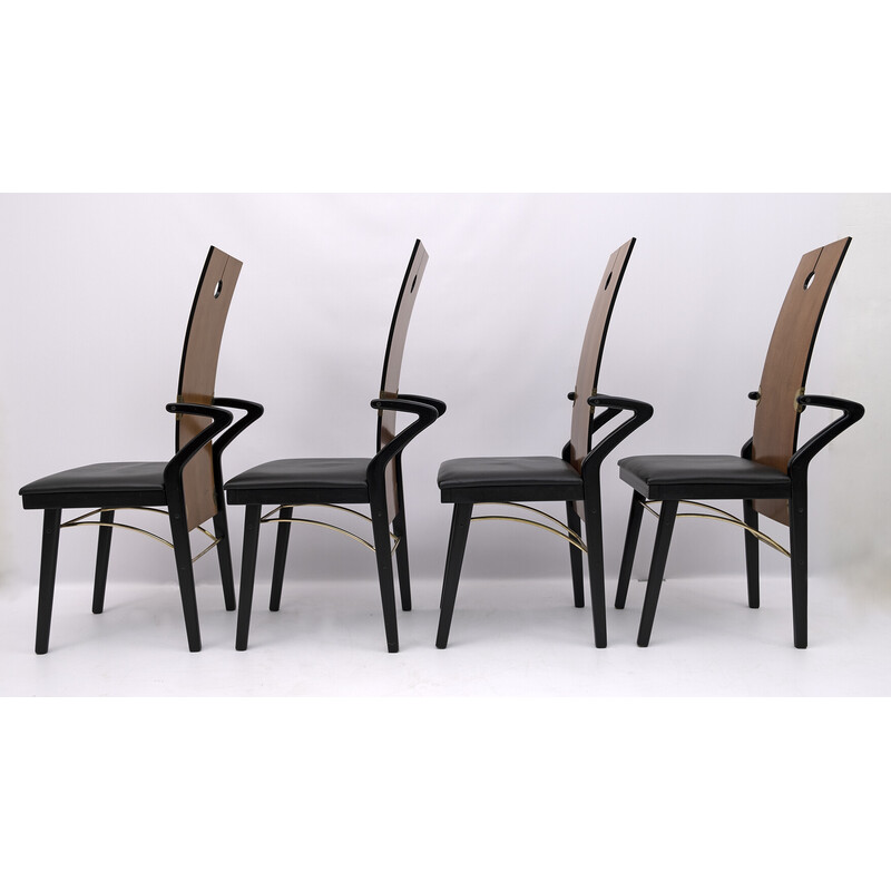 Set of 4 vintage bent cherry chairs by Pierre Cardin, 1980