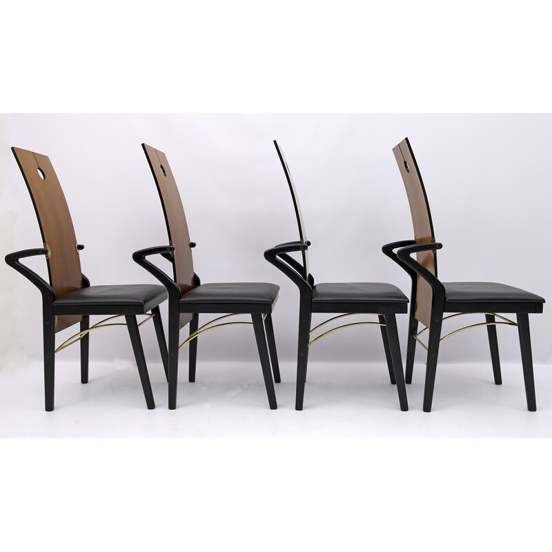 Set of 4 vintage bent cherry chairs by Pierre Cardin, 1980