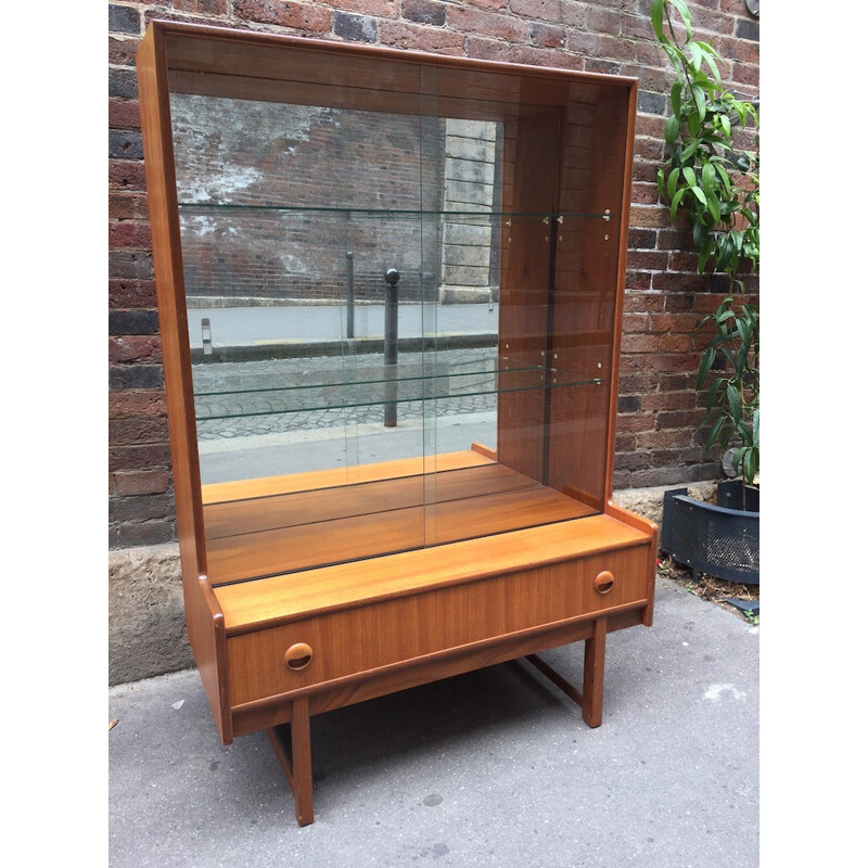 Bookcase with display on teck legs - 1960s