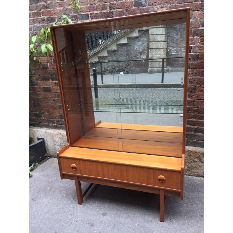 Bookcase with display on teck legs - 1960s