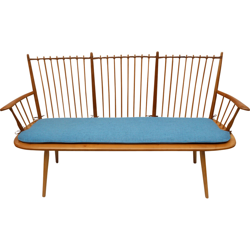 Vintage solid cherry wood bench by Albert Haberer for Fleiner, Germany 1950