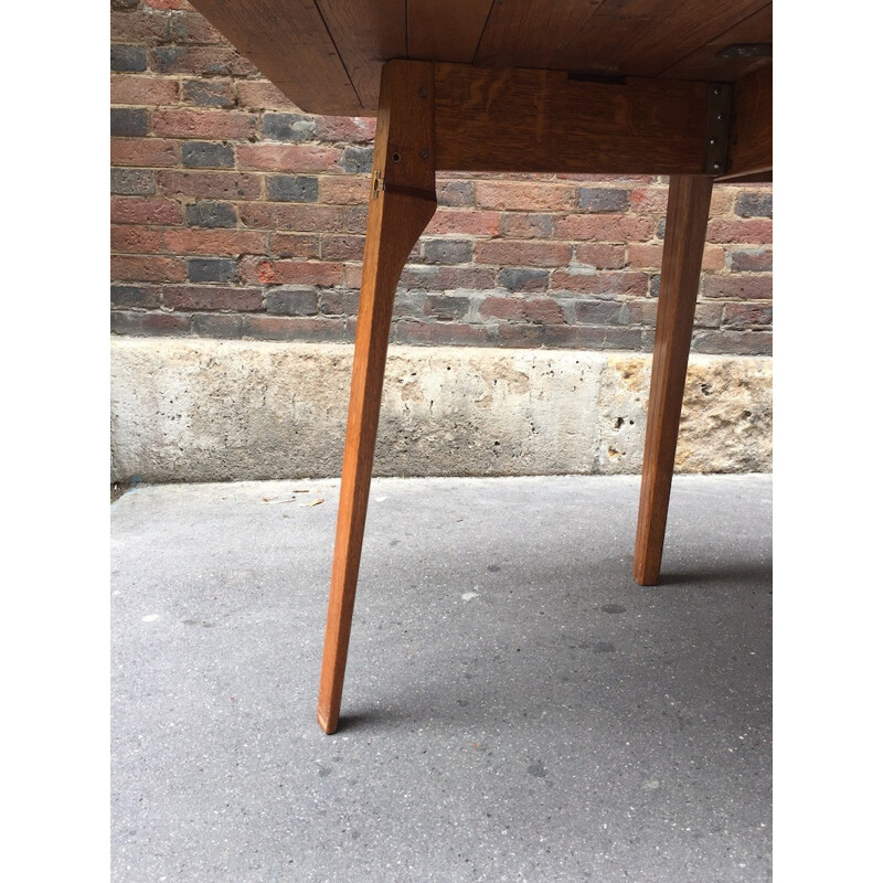 Table de salle à manger en bois à 2 rallonges - 1950