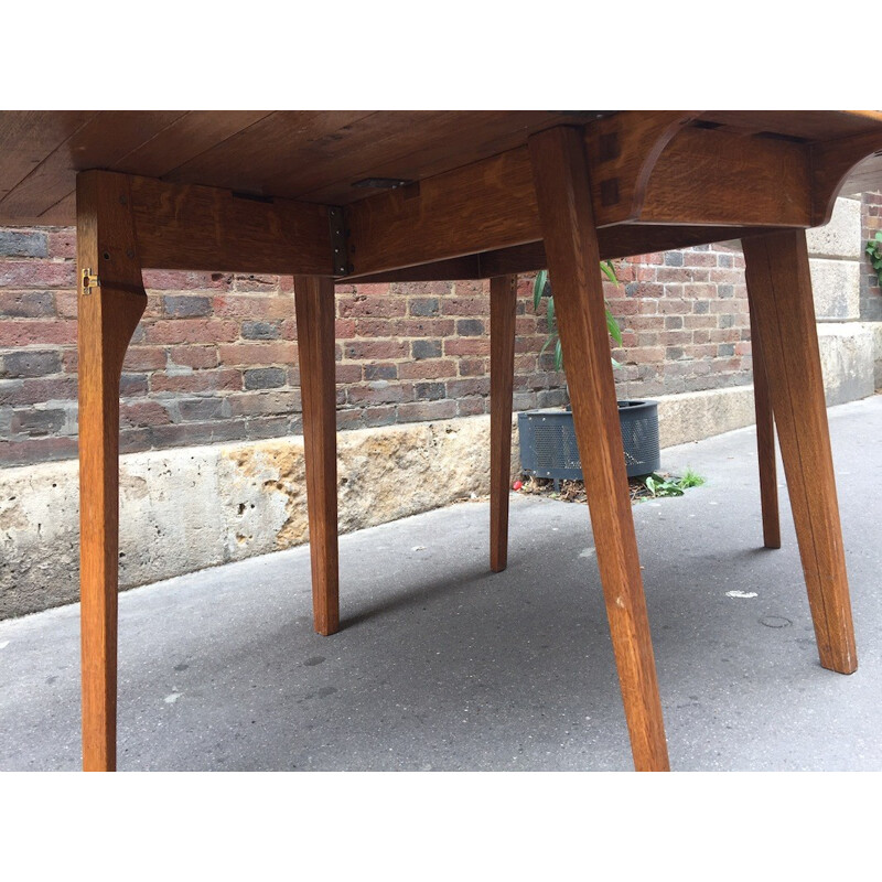 Table de salle à manger en bois à 2 rallonges - 1950